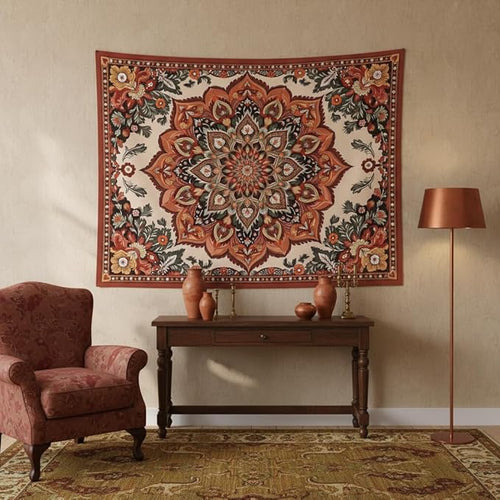 Accnicc Vintage Floral Mandala Tapestry Wall Hanging Boho Flower Tapestry Aesthetic Retro Bohemian Hippie Indian Cute Small Tapestries for Bedroom Living Room Dorm Decor 48 x 36 Inch