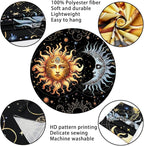 Racunbula Sun and Moon Tapestry Boho Black Golden Tapestry Aesthetic Vintage Moon Star Cloud Wall Tapestries Spiritual Tapestries Wall Hanging for Bedroom
