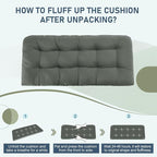 downluxe Outdoor Bench Cushion for Patio Furniture, Waterproof Tufted Overstuffed Porch Swing Cushions, Thick Outdoor Loveseat Cushions, 44" X 19" X 5", Dark Grey, Set of 1