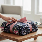 Floral Fleece Throw Blanket: Flowers Velvety Soft Vibrant Botanical Accent for Couch or Bed, Colors: Dark Navy Blue Pink Purple Yellow Green White, Oversized 50" x 70"