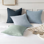 MIULEE Decorative Linen Euro Sham Pillow Covers 22x22 Inch Light Blue Boho Farmhouse Neutral Couch Throw Pillows for Bed Pack of 2 Accent Coastal Modern Pillowcase Summer Sofa Livingroom Home Decor
