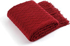 BATTILO HOME Christmas Red Throw Blanket for Couch, Textured Soft Burgundy Throw Blankets, Decorative Knitted Red Blanket for Sofa Bed Living Room, 50"x60"
