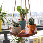 4 Pcs Macrame Plant Hanger Basket Liners with Country Style Natural Jute, Elegant for Home Garden, Patio and Office, Indoor & Outdoor Decoration, ONLY Hanger, NO Plant or Pot (48", 41")