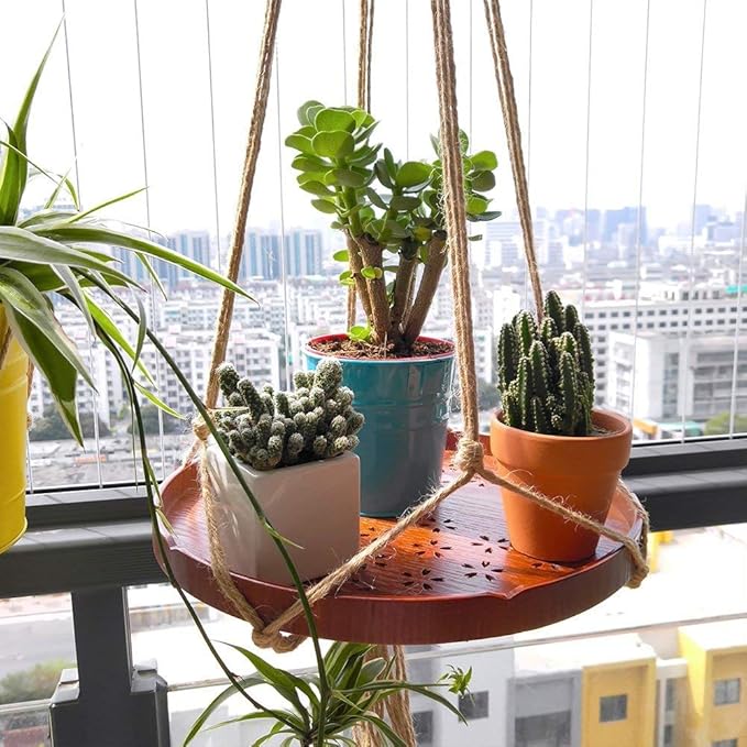 6 Pcs Macrame Plant Hanger Basket Liners with Country Style Natural Jute, Elegant for Home Garden, Patio and Office, Indoor & Outdoor Decoration(48", 41", 35")