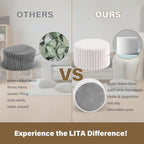 LITA Round Stuffed Pouf Ottoman, Corduroy Poufs with High-Density Foam Filling and Washable Cover, Furry and Fluffy Bean Bag Foot Stools Ottoman for Living Room, Bedroom, Office, Beige, Round