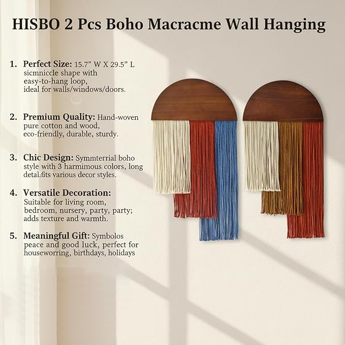 3 Pcs Boho Macrame Wall Hanging, Tie-Dye Tapestry, Three-color Woven Tapestry, Woven Tassel Tapestrys, Modern Chic Wall Decor, for Apartment Dorm Living Room Bedroom Nursery Backdrop 17.7"W X 29.5"L
