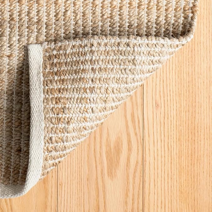 S & L Homes Jute Pulse Handwoven Natural Area Rug for Living Room Bedroom Kitchen Hallway Entryway- Rustic Vintage Farmhouse Decor - (3' x 5' Natural Ivory)