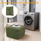 20x20x14 Inches Fluffy Square Pouf Ottoman - Plush Furry Boneless Ottoman Foot Rest Stool with High-Density Foam, Versatile Floor Seating for Living Room (Forest Green)