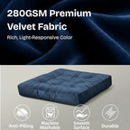 Floor Pillow for Sitting, Large Velvet Floor Seating Cushion for Adults, Tufted Big Pillow for Meditation, Yoga & Living Room, Machine Washable, 22x22 Inch, Navy