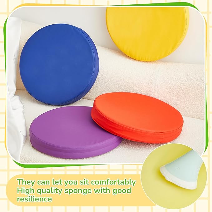 Juexica 6 Pcs Extra Thick Flexible Seating Floor Cushions Assorted Colored Pillow Floor Cushions for Classroom Soft Flexible Seating for Kids Learning Sitting Daycare School Chair (Multicolor)
