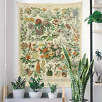 Vintage Flowers Tapestry 48”x36”, Long Vertical Wall Hanging Reference Illustrative Botanical Tapestries for Bedroom Aesthetic Floral Tapistry Botanical Plants Tapestry Wall Hanging Cute Bedroom Decor