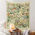 Vintage Flowers Tapestry 48”x36”, Long Vertical Wall Hanging Reference Illustrative Botanical Tapestries for Bedroom Aesthetic Floral Tapistry Botanical Plants Tapestry Wall Hanging Cute Bedroom Decor