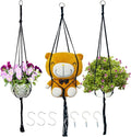 Macrame Plant Hangers Planter Flower Pots Holder 3 Pack Basket Stand Tassels with 6 Hooks Kit Cotton Rope for Decorative Indoor Outdoor Patio Garden Boho Home Décor (POTS NOT Included) (BLACK)