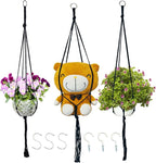 Macrame Plant Hangers Planter Flower Pots Holder 3 Pack Basket Stand Tassels with 6 Hooks Kit Cotton Rope for Decorative Indoor Outdoor Patio Garden Boho Home Décor (POTS NOT Included) (BLACK)