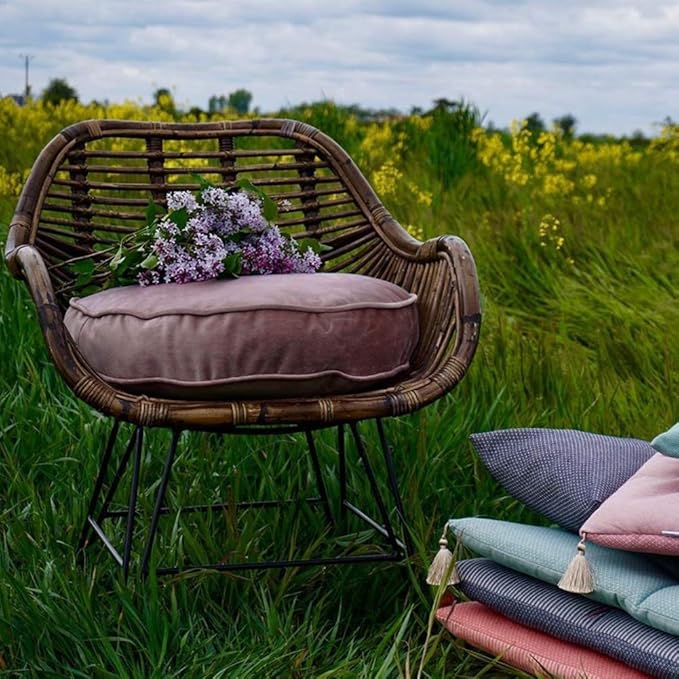 Velvet Floor Pillows Round Chair Cushion Couch Throw Pillow Soft Pouf Seat Mattress Bean Bag for Reading Nook Play Room (25.6", Dusty Rose)