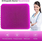 Gel Seat Cushion for Long Sitting, Extra Thick Gel Cushion for Wheelchair Soft Chair Pads for Office Home Chairs Car Seats Long Trips - Back Sciatica Hip Tailbone Pain Relief Cushion (Violet)
