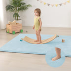 Baby Play Mat for Floor,Extra Large 59"×71" Playpen Mat for Tummy Time,Thicker Padded Elasti Foam Activity Mats,Water Repellent Ultra Soft Velvet,Non-Slip Backing Safe（Light Blue）