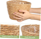 Elegant Rattan Plant Basket Wicker Hanging Basket Straw Woven Planter Home Decorative Flower Pot