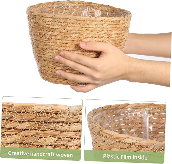 Elegant Rattan Plant Basket Wicker Hanging Basket Straw Woven Planter Home Decorative Flower Pot