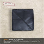 Louis Donné Square Unstuffed Pouf Ottoman Cover - Waterproof Faux Leather Footstool for Living Room, Modern Black Floor Cushion with Storage, Easy Clean, 18 Inch (Cover Only)