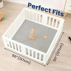 Baby Play Mat for Floor,1.3" Thick Elasti-Foam 50"×50" Playpen Mat for Tummy Time,Water Repellent Soft Coral Velvet for Toddler,Infant,Kids,Non-Slip Backing Safe for Crawling(Light Gray)