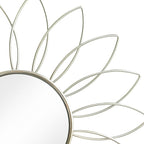 3 Pack Metal Mirrors for Wall Sunburst Wall Mirrors Home Décor Decorative Hanging Wall Art for Living Room Bedroom Entryway (Silver2, Flowers)
