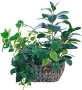 AlphaAcc 17" Fake Plants Potted Mixed Ficus Pothos Eucalyptus Arrangement with Oval Rattan Woven Basket Planter Realistic Faux Greenery Artificial Plants for Living Room Bedroom Kitchen Office Decor