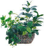 AlphaAcc 17" Fake Plants Potted Mixed Ficus Pothos Eucalyptus Arrangement with Oval Rattan Woven Basket Planter Realistic Faux Greenery Artificial Plants for Living Room Bedroom Kitchen Office Decor