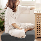 MeMoreCool Floor Pillow 22"x22" – Tufted Meditation Cushion with Foam Core, Grey Washable Cover & Handle | 5" Thick Firm Foam | for Adults, Kids, Yoga, Tatami, Pet Seating