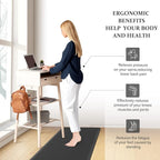 HappyTrends 2 PCS Kitchen Mat Cushioned Anti-Fatigue Floor Mat, Heavy Duty Ergonomic Comfort Foam Standing Mat, Waterproof Non-Slip Kitchen Rugs for Home, Office(17.3"x39"+17.3"x39",Black)