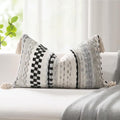 Kevin Textile Spring 12x24 Inch Lumbar Throw Pillow Cover 1 Pack Boho Decorative Soft Chenille Thread Woven Tufted Textured Rectangle Cushion Case Accent for Living Room Couch Sofa Bed, Black