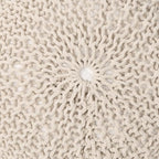 Round Pouf Ottoman, 18" Bordeaux Knitted Cotton Woven Round Pouf, Handmade Woven Bean Bag for Living Room, Floor Bag for Bedrooms, Home, Offices, Sofa Footrest (Beige - 2)