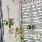 3 Pack Macrame Plant Hangers Handmade Woven Boho Hanging Planters for Indoor Plants Window Balcony Home Decor