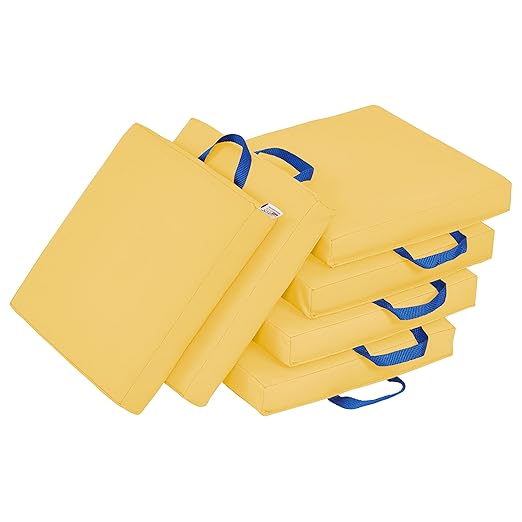 ECR4Kids SoftZone Square Floor Cushions with Handle, Flexible Seating, Yellow, 6-Piece