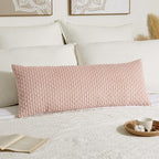 Kevin Textile Valentines Day 20x54 Inch Long Body Lumbar 1 Pack Boho Decorative Throw Pillow Cover Soft Striped Corduroy Rectangle Cushion Case Accent for Living Room Couch Sofa Bed, Light Pink