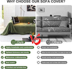 ROOMLIFE Green Sofa Cover, Vintage Boho Couch Cover for 3 Cushion Sofa, Non Slip Soft Chenille Sofa Slipcovers for Dog, Washable Furniture Sofa Protector Cover with Tassel for Living Room, 71''X150”