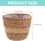 Veemoon Woven Plant Basket for Indoor Plants, Handwoven Seagrass Flower Planter with 18cm Diameter, Rustic Boho Style Decorative Pot for Home and Office Greenery