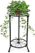 Plant Stand Indoor 2-Tier,20.3 Outdoor Tall Metal Plant Stands Black,Single Corner Heavy Duty Potted Holder Rack Rustproof,Flower Pot Stand for Planter Garden Balcony Patio Office Home