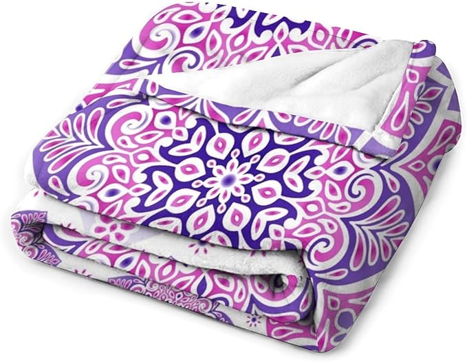 Boho Mandala Floral Throw Blanket Bohemian Hippie Flower Blanket for Sofa Bed Couch Chair Or Dorm 60"x80"