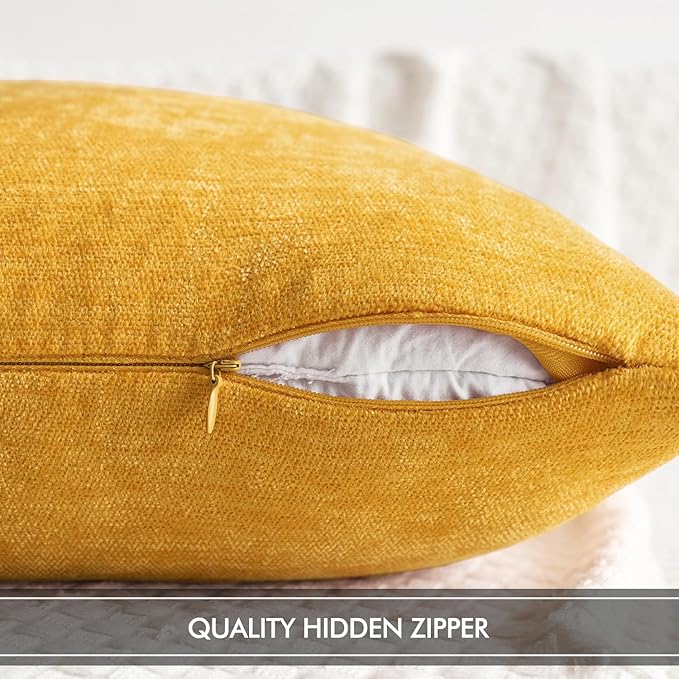 MIULEE Pack of 2 Goose Yellow Decorative Pillow Covers 18x18 Inch Soft Chenille Couch Spring Throw Pillows Farmhouse Cushion Covers for Home Decor Sofa Bedroom Living Room