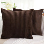 Simmore Decorative Spring Throw Pillow Covers 16x16 Set of 2, Soft Natural Plush Flannel Double-Sided Fluffy Couch Pillow Covers for Sofa Living Room, Brown
