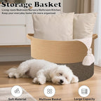 65L Large Blanket Basket,19.7" L x 19.7" W x 13" H Rope Woven Baskets with Handles, Toys Storage Bins,Laundry Basket Perfect for Living Room, Nursery,Bedroom,Home Organization,Jute&Black