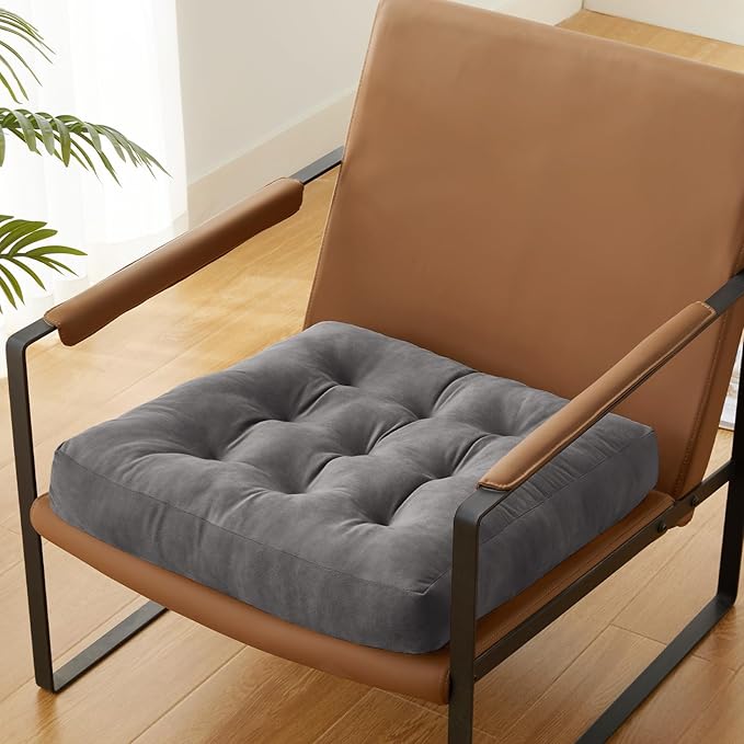 Meditation Floor Pillow Set of 6, Square Large Pillows Seating for Adults, Meditation Cushion Pillow,Tufted Corduroy Cushion for Tatami Living Room or Yoga, Dark Gray, 22x22 Inch