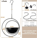 Hajia 2 Pack Moon Shaped Hanging Plant Holder with 8 Inch Detachable Pot, Black Metal Plant Hanger for Indoor Outdoor, Minimalist Hanging Planter for Wall Ceiling Decor.(with Drainage Holes)