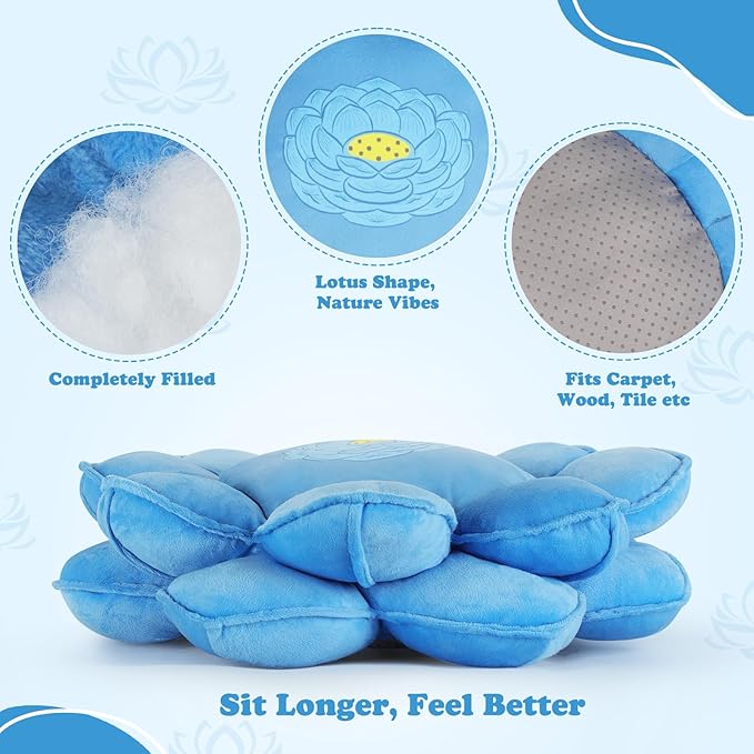 Lotus Flower Floor Pillows, Large Cushion Inspired by Lotus Flower Design, Decorative Seating for Living Room, Bedroom, and Lounge, Soft Washable Floor Cushion for Relaxation, and Family Activities