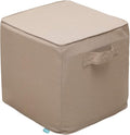 QILLOWAY Indoor/Outdoor Inflatable Stool, Ottoman Pouf Cube 16",All Weather Foot Rest for Camping or Home (Sand/Beige/Camel)