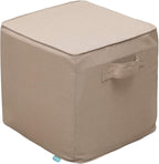 QILLOWAY Indoor/Outdoor Inflatable Stool, Ottoman Pouf Cube 16",All Weather Foot Rest for Camping or Home (Sand/Beige/Camel)