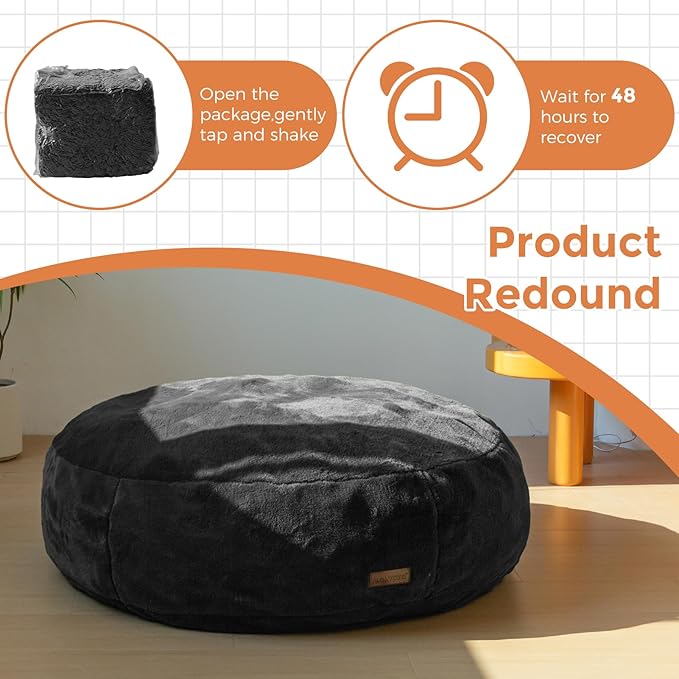 MAXYOYO 3 in 1 Kids Bean Bag Chair Bed, Child Floor Sofa for Gaming, Reading, Faux Fur Floor Mattress with High-Density Foam Filling for Living Room Bedroom