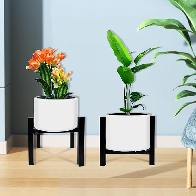 4 Pcs Mini 4Legs Adjustable Metal Plant Stand for 5"-10" Plant Pot – Indoor & Outdoor (Black, 4 Pcs)