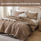 ROSGONIA California King Comforter Set Dark Khaki, 3pcs (1 Boho Cal King Comforter & 2 Pillowcases) All Season Lightweight Bedspread Bedding Blanket